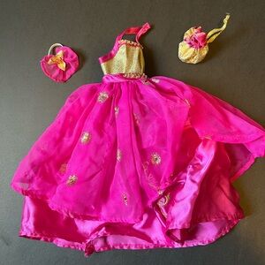 Vintage Barbie Pink Gold Ballgown Dress Purse Accessories